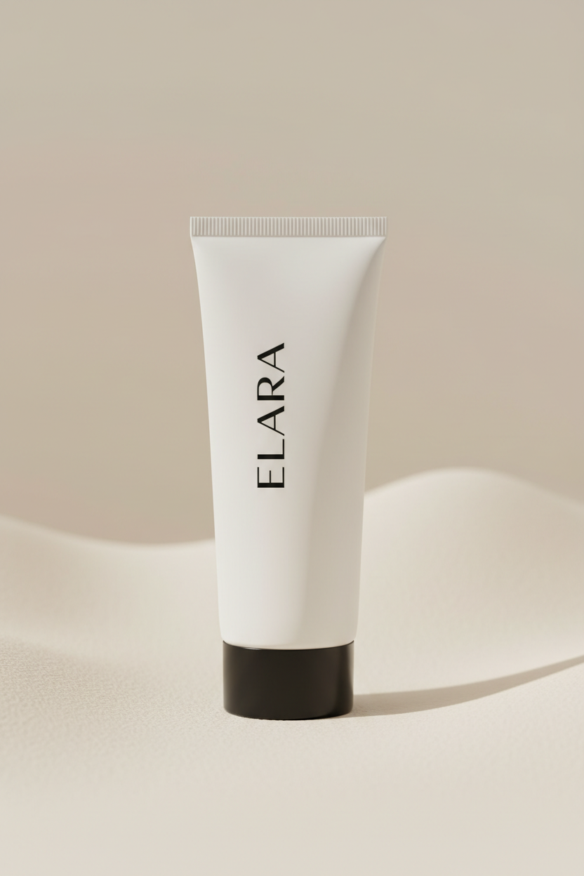 ELARA Daily Glow Face Wash matte white tube side angle