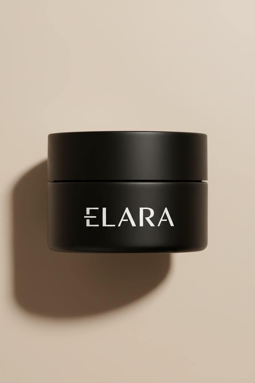 ELARA Hydration Ceramide Cream matte black jar side angle