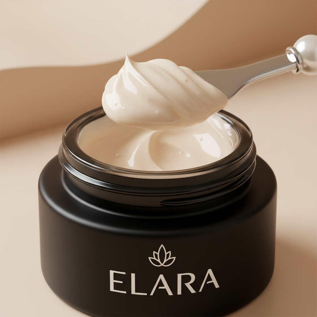 ELARA Overnight Repair Mask macro cream texture on spatula