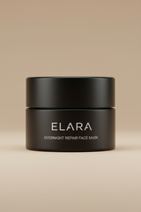 ELARA Overnight Repair Mask matte black jar front shot