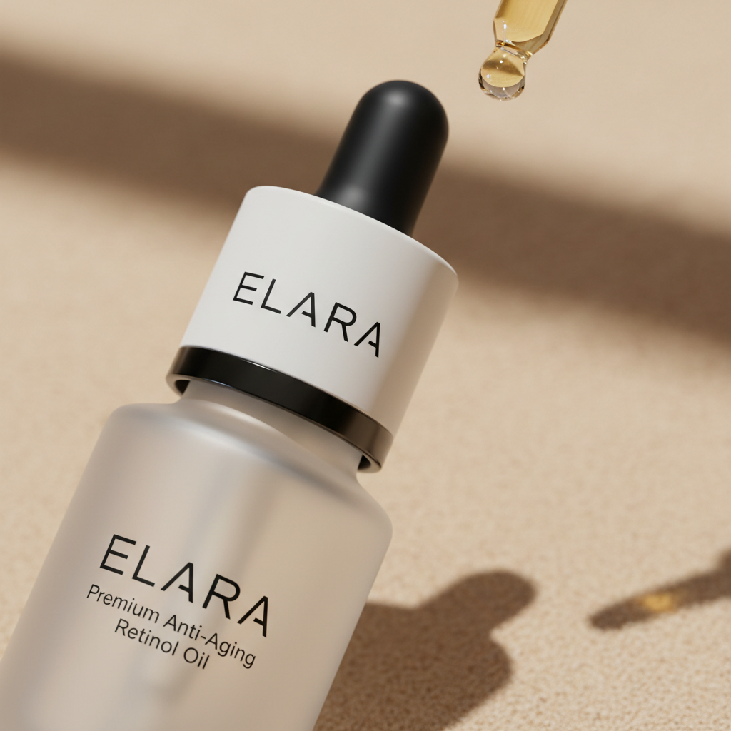 ELARA Retinol Night Oil macro close-up of cap detail
