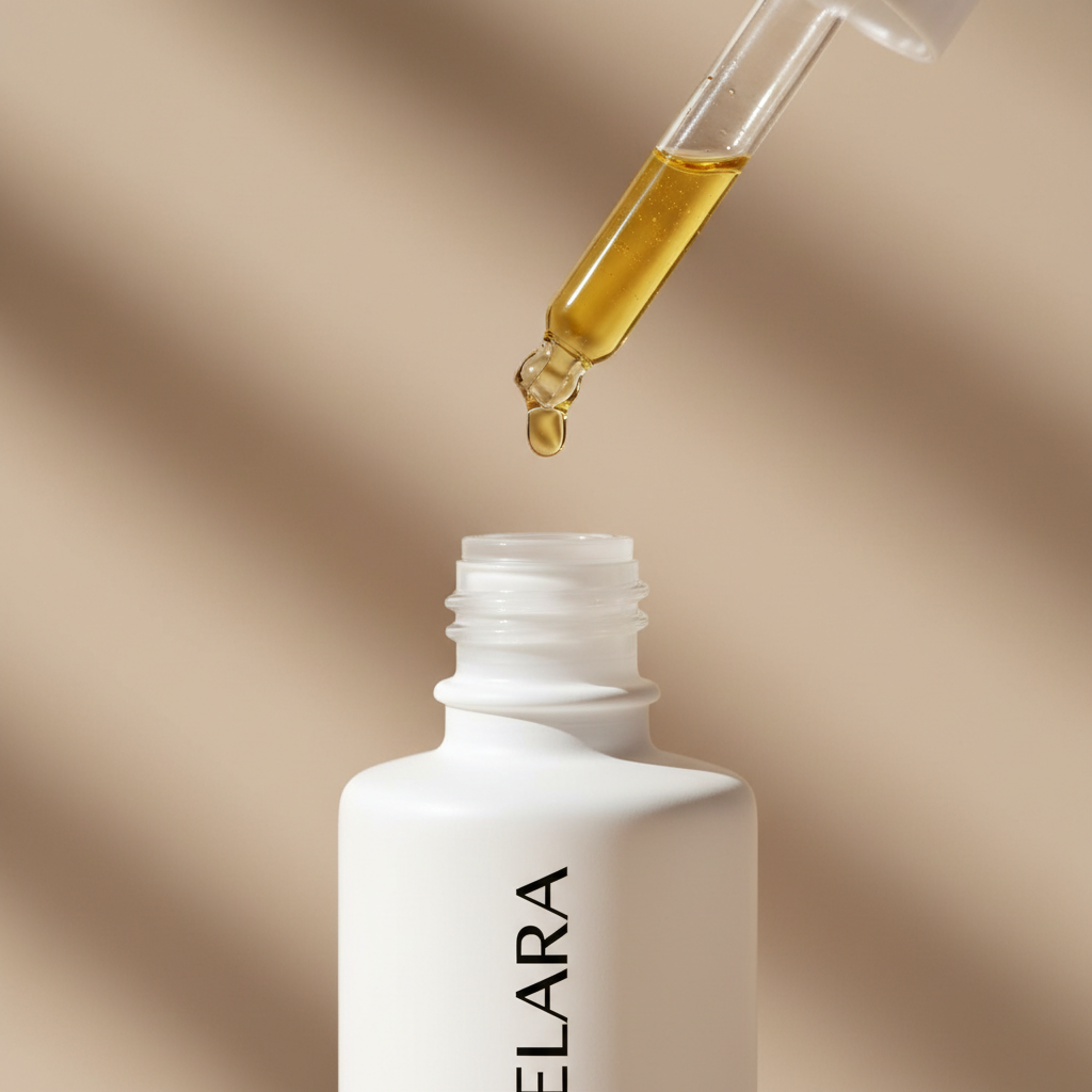 ELARA Retinol Night Oil close-up dropper with oil texture